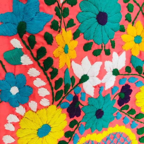 Womens Embroidered Strapless Coral Pink - Picture 6 of 9